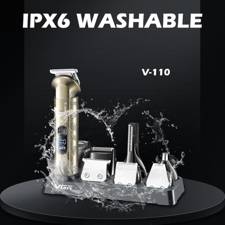 ماشین اصلاح وی جی آر مدل V-110 ۸ کاره ضد آب با برش مستقیم